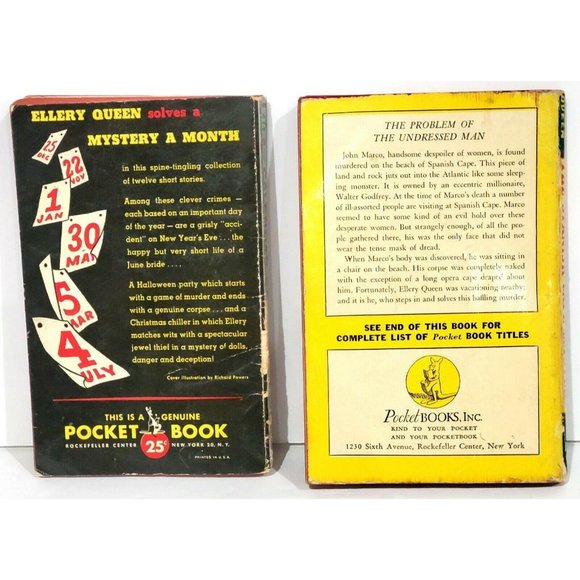 ELLERY QUEEN Pocket Book Spanish Cape Mystery Calendar of Crime Thriller Stories - Picture 2 of 12
